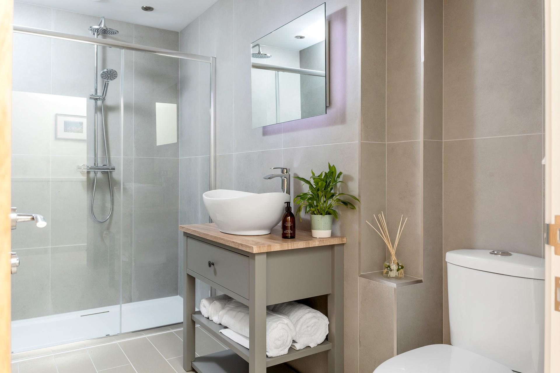 Start your day right with a hot shower and get ready for the day.