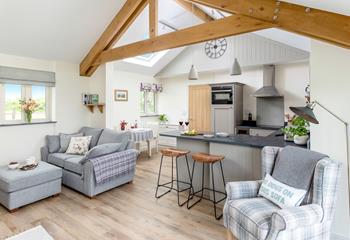 The open plan living space means you can still entertain whilst cooking meals.