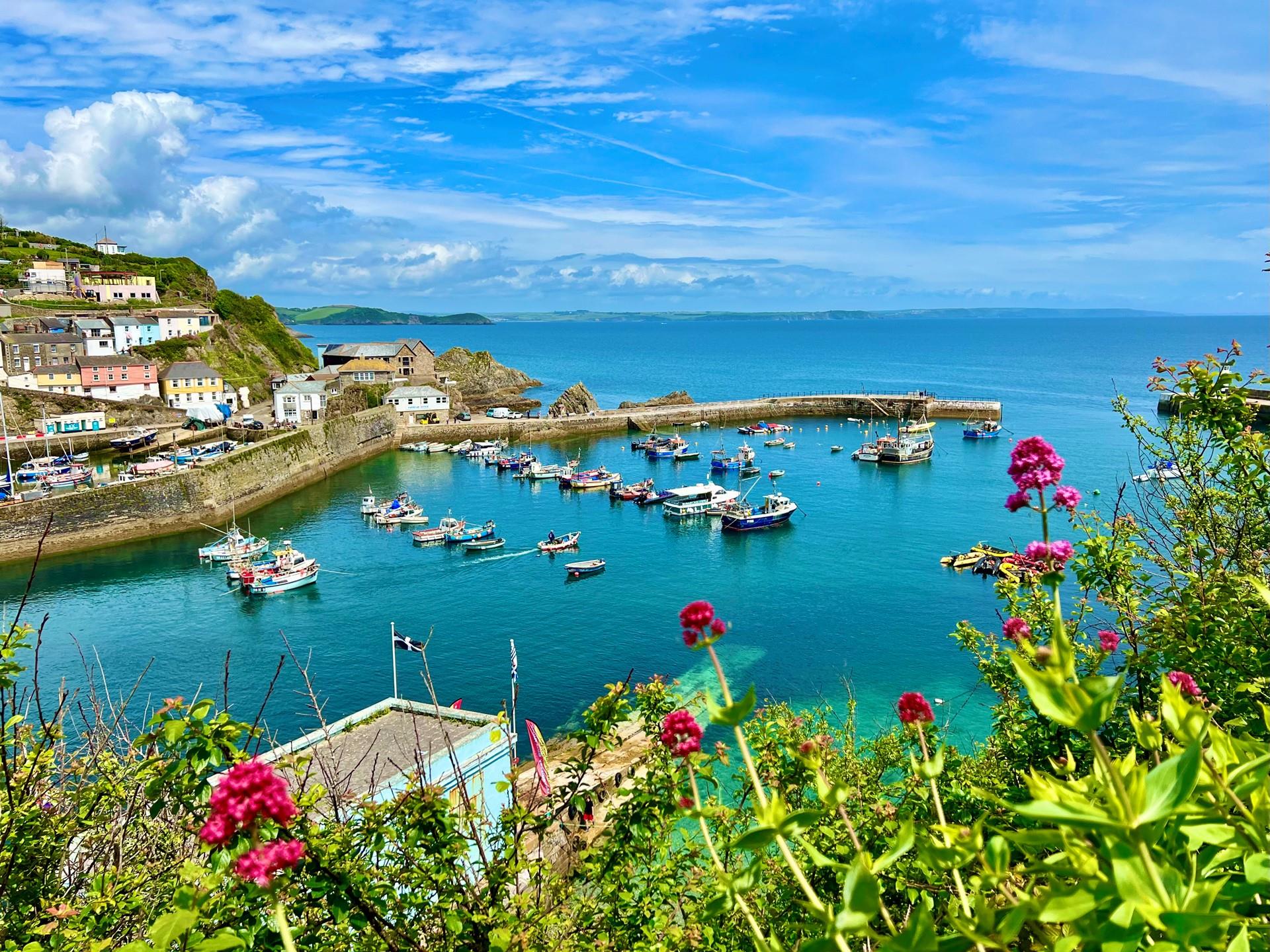 Explore Mevagissey's beautiful coastline in the sunshine.