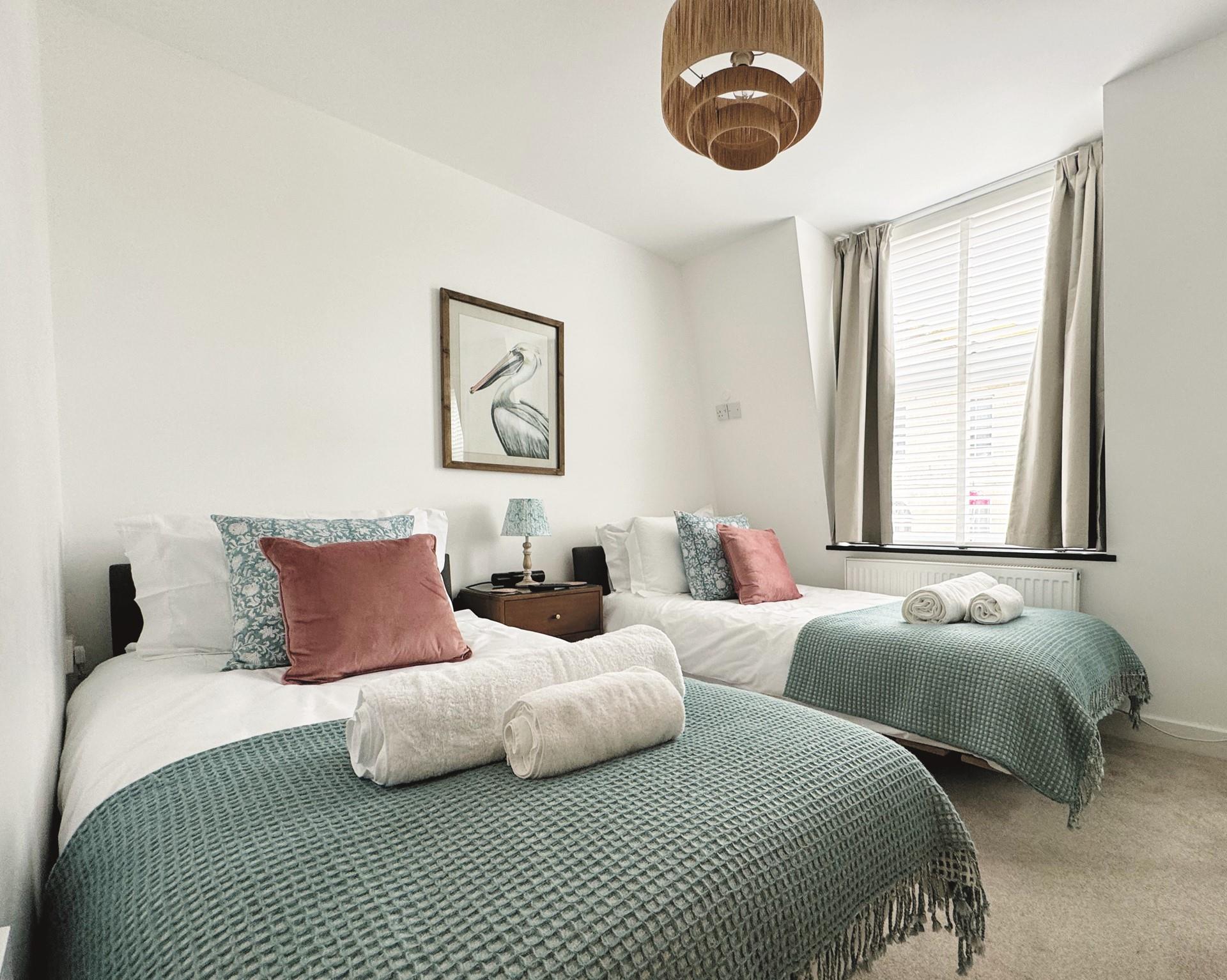 Twin beds are ideal for children or adults.