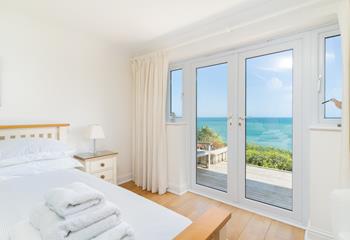 Wake up to stunning views reaching out beyond Godrevy Lighthouse. 