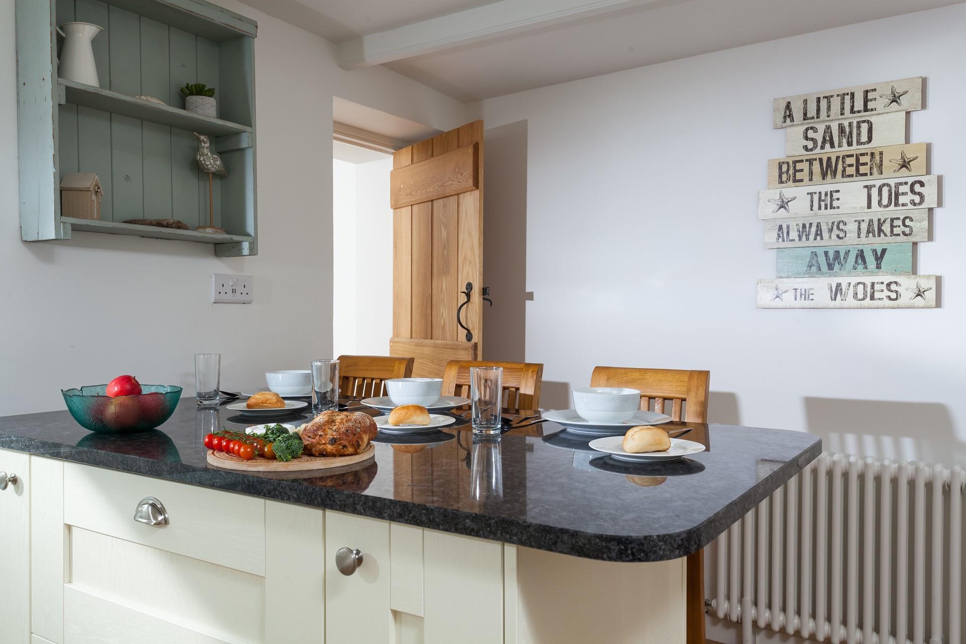 The seaside decor reflects the close proximity to beautiful Carbis Bay beach.