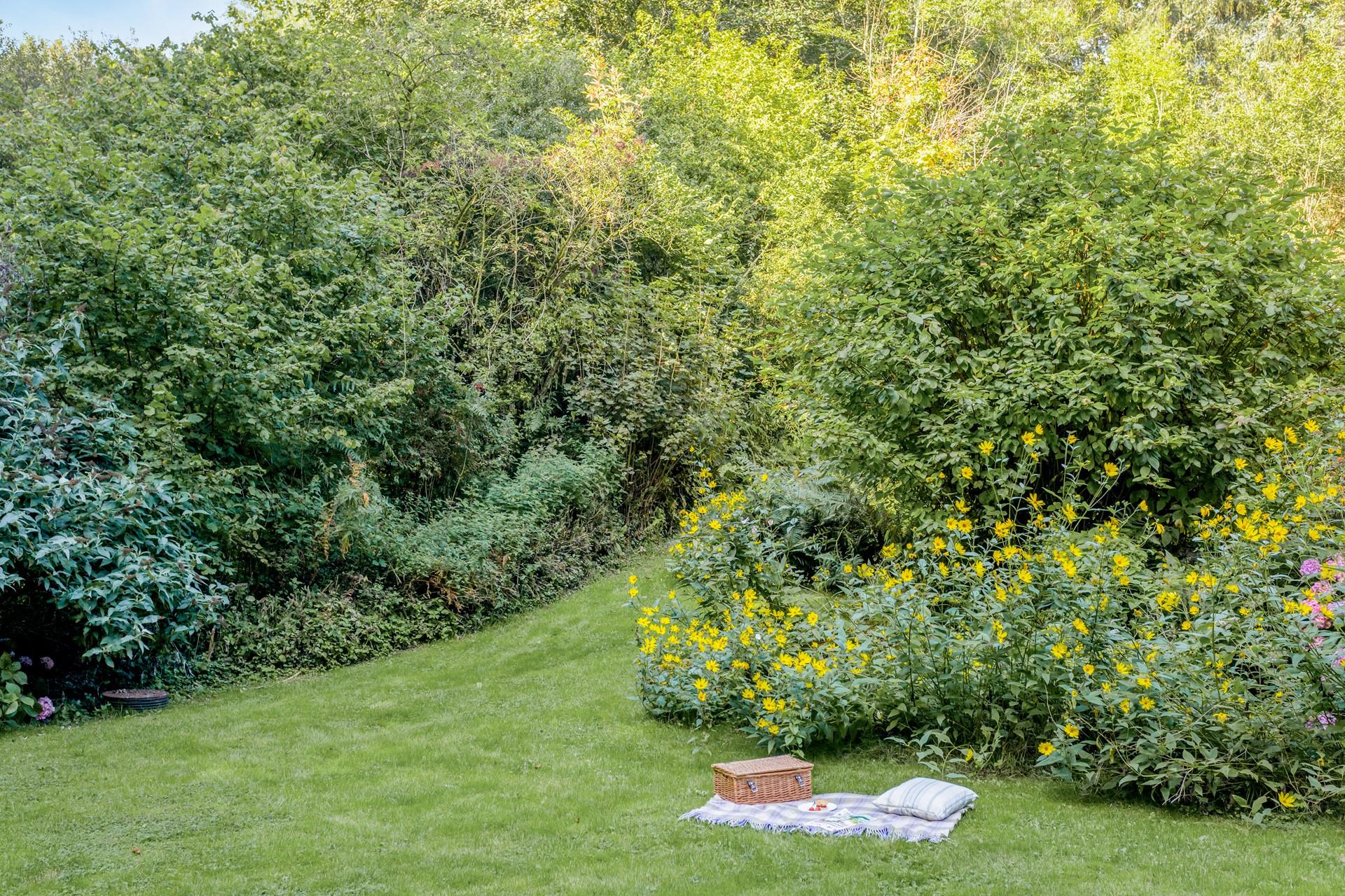 There is no need to go far if you don't want to, the garden is the perfect place for a picnic in the flowers.