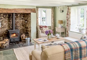 Snuggle up in front of the log burner after a day of exploring the outstanding beauty of the local area.