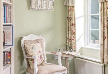 A great little reading corner, that overlooks the beautiful countryside.