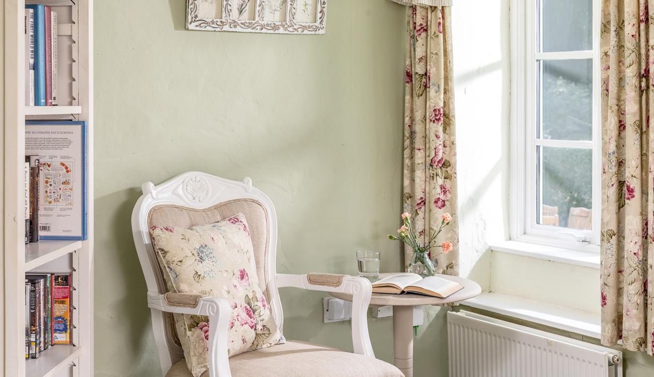 A great little reading corner, that overlooks the beautiful countryside.