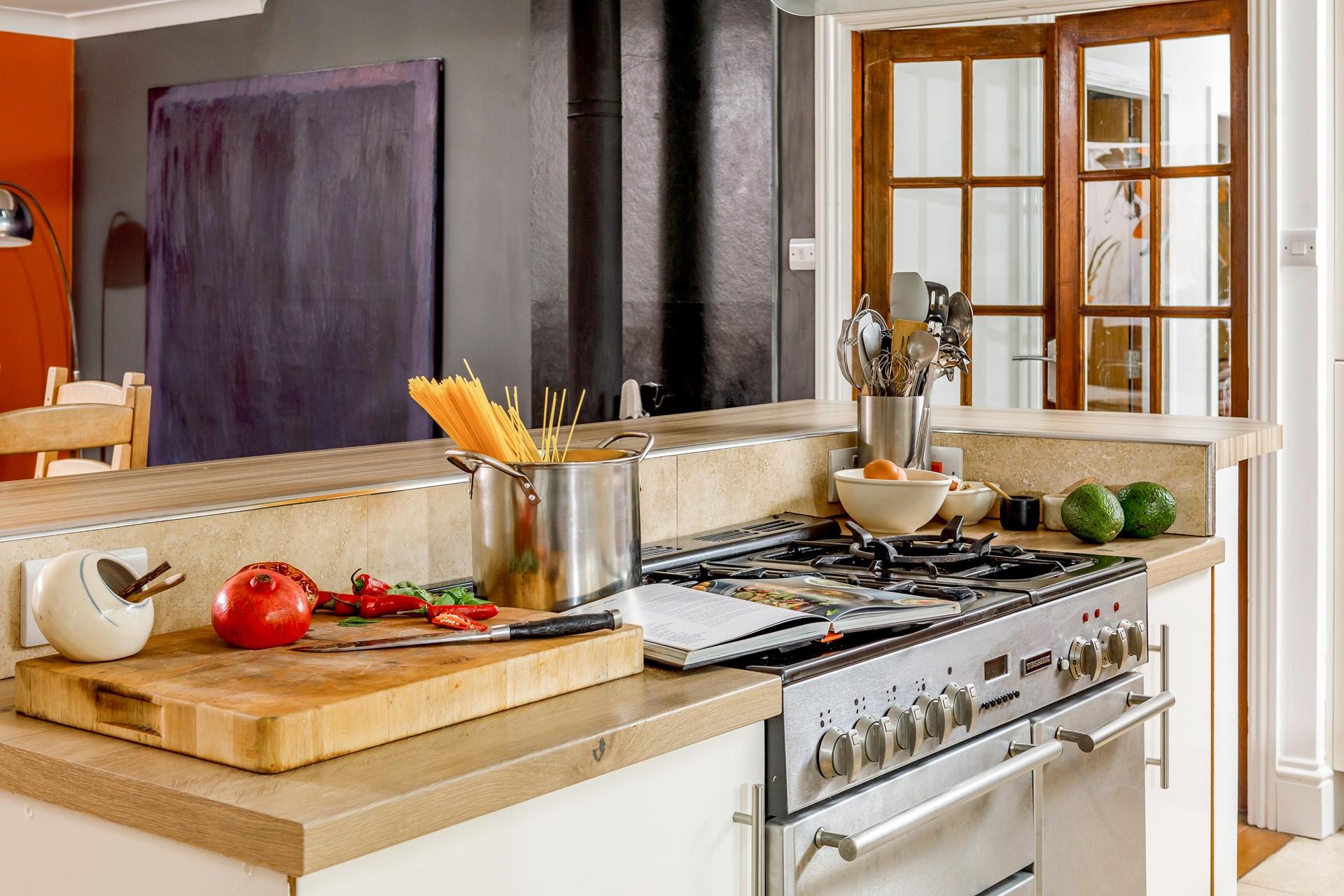 Cook up a storm in the well-equipped kitchen.