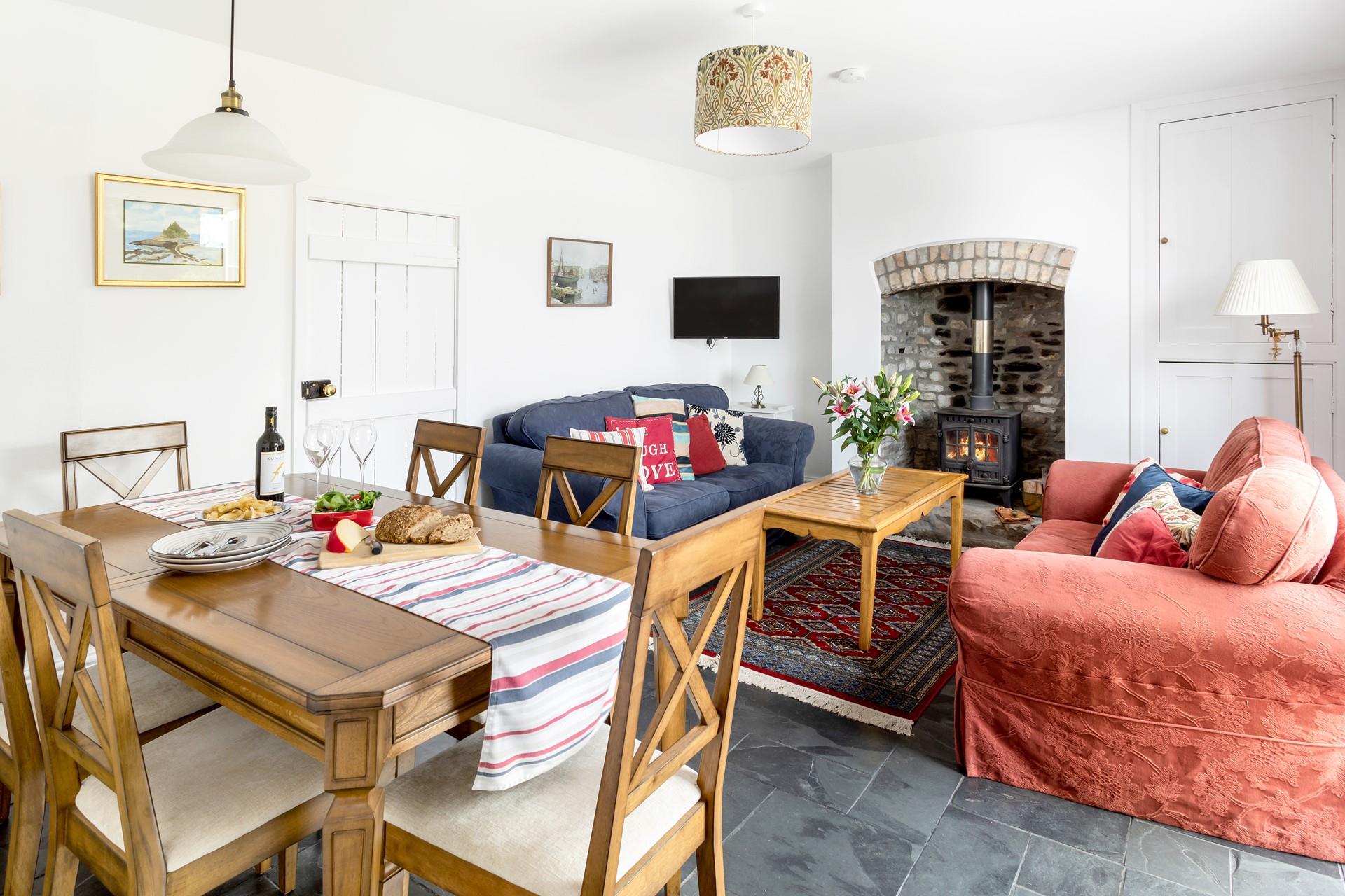 The open plan living space is light and spacious perfect for cosy nights in.