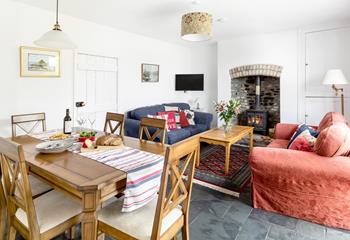 The open plan living space is light and spacious perfect for cosy nights in.