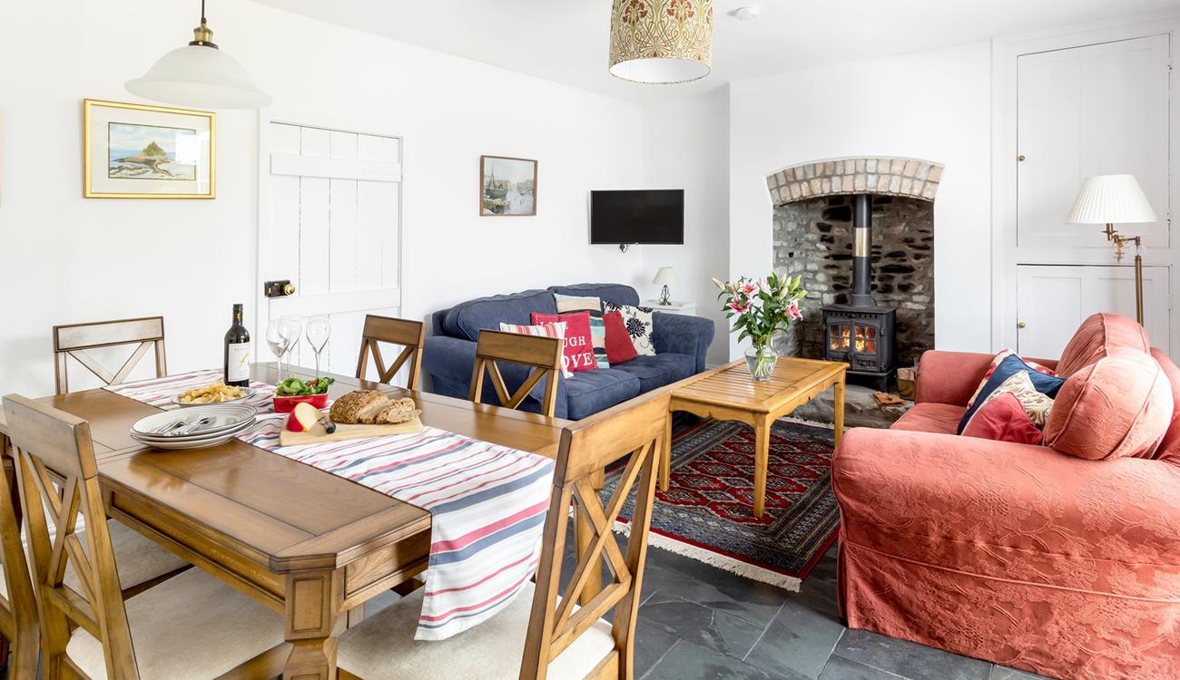 The open plan living space is light and spacious perfect for cosy nights in.