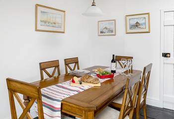 Sit around the dining table and tuck into local Cornish produce.