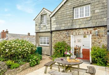 The patio area is perfect for enjoying some alfresco drinks and snacks.