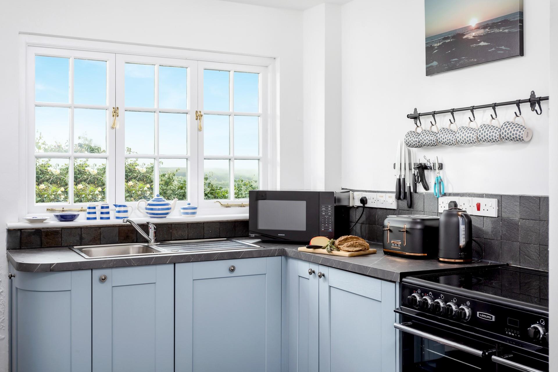 The view from the kitchen window is perfect to gaze out at whilst cooking up a storm.