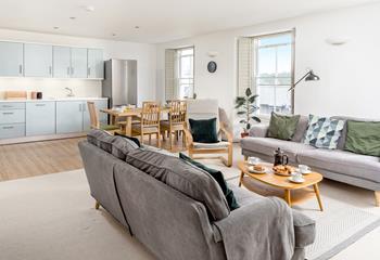 Open plan living means you can dine and relax together.