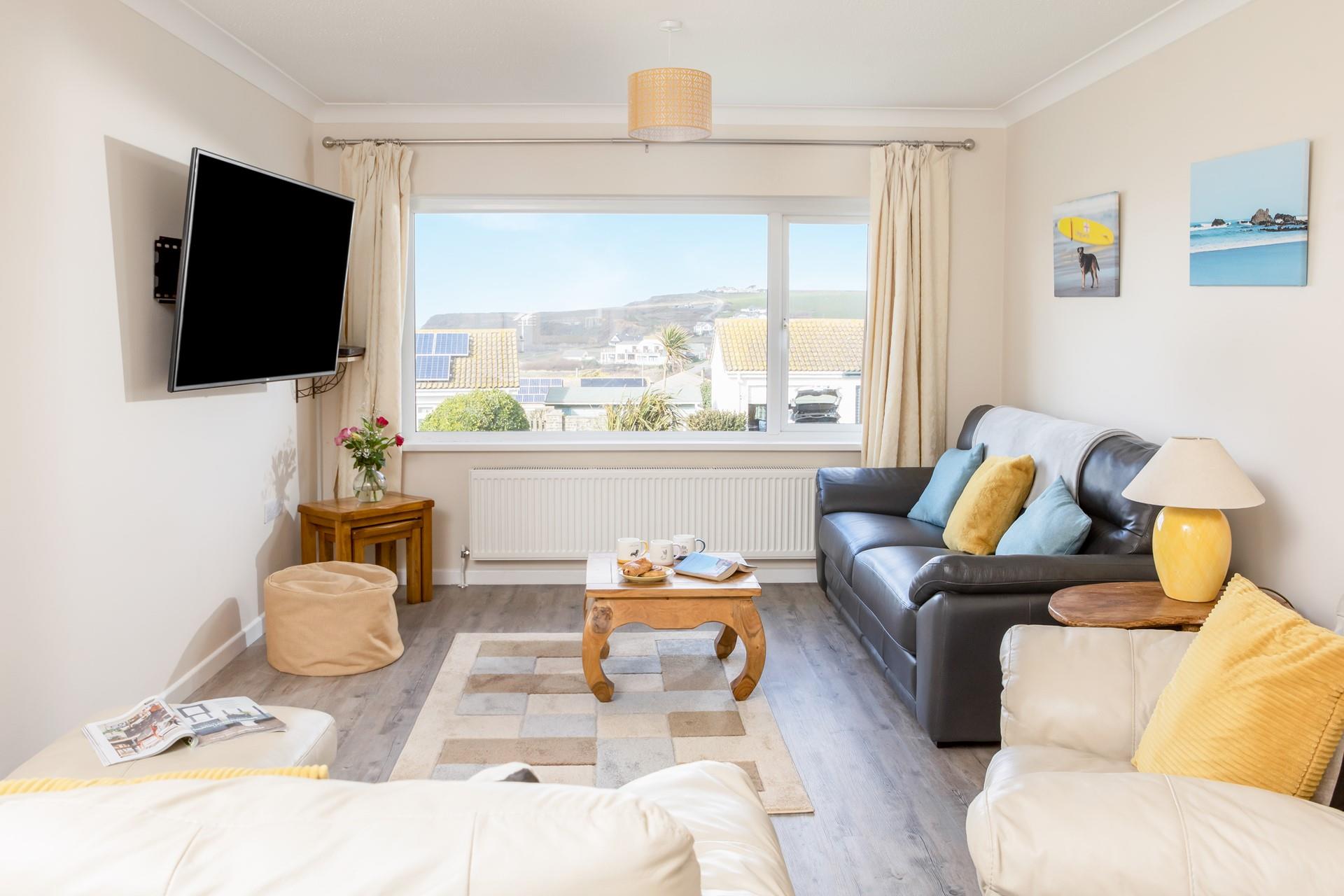 We love the coastal artwork, the owner's dog Toby features with a surfboard on one!