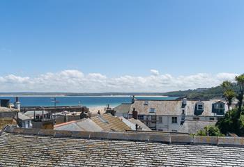 There is a beautiful view of the Bay over the quirky rooftops of the town.