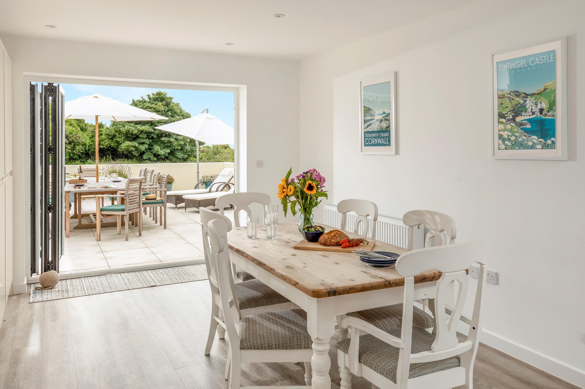 Holiday mealtimes are a joy around the dining table at Hendra Mowhay. 