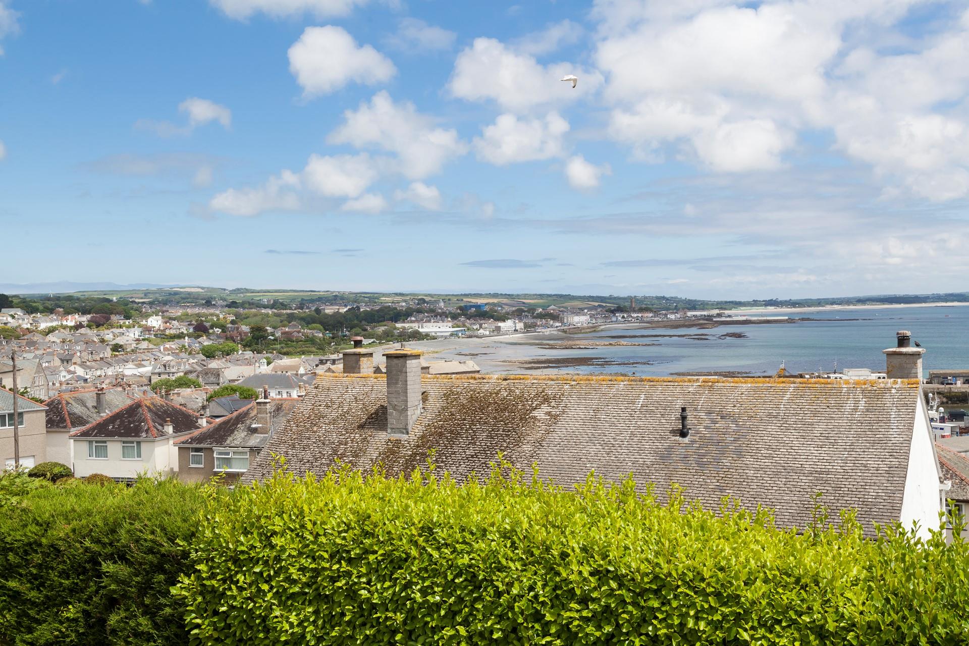Spectacular, sweeping views of Penzance and Mounts Bay.