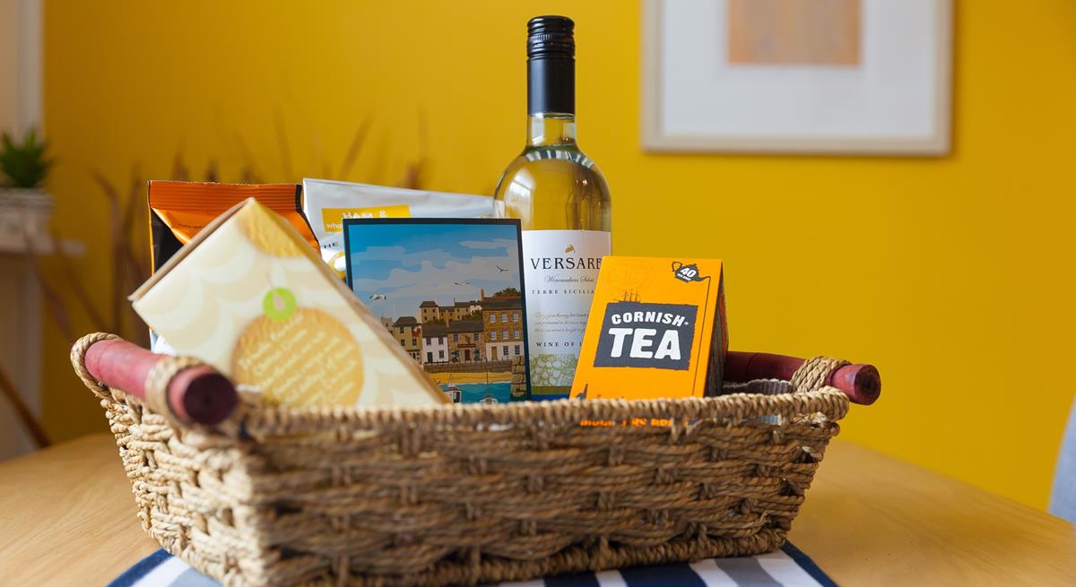 You'll be greeted with a welcome pack full of tasty treats.