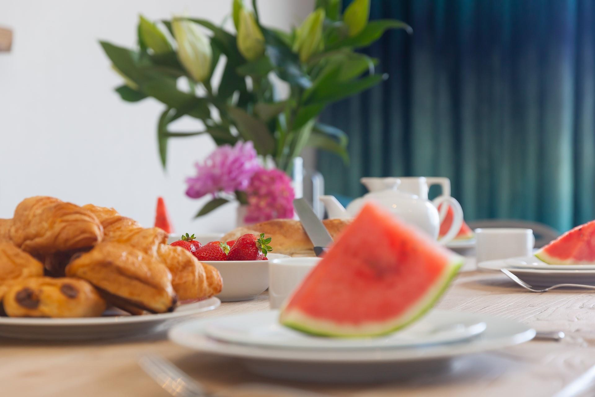 You can buy lots of fresh produce locally.