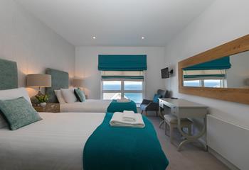 The bedrooms are decorated to reflect the close proximity to the sea.