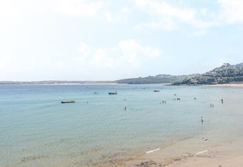 Sit on the beach and enjoy stunning views across St Ives Bay.