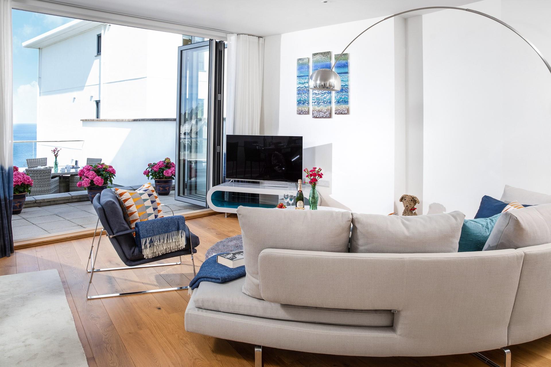 Underfloor heating makes for a cosy space to relax in the evenings.