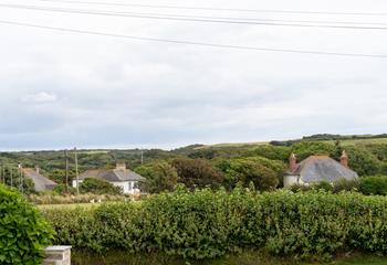 The view of Predannack Downs from Lana's Lodge, join the South West Coast Path and enjoy various stunning countryside walks from Mullion Village.