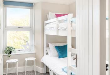 Bedroom 3 has bunk beds for the kids to climb into.