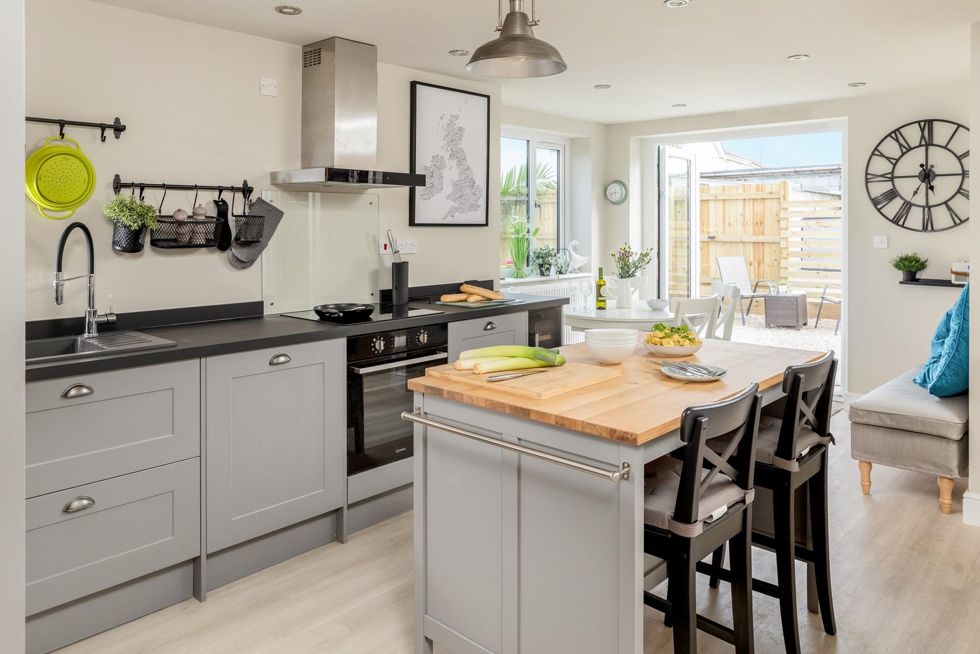 The open plan kitchen/dining area is light and airy.