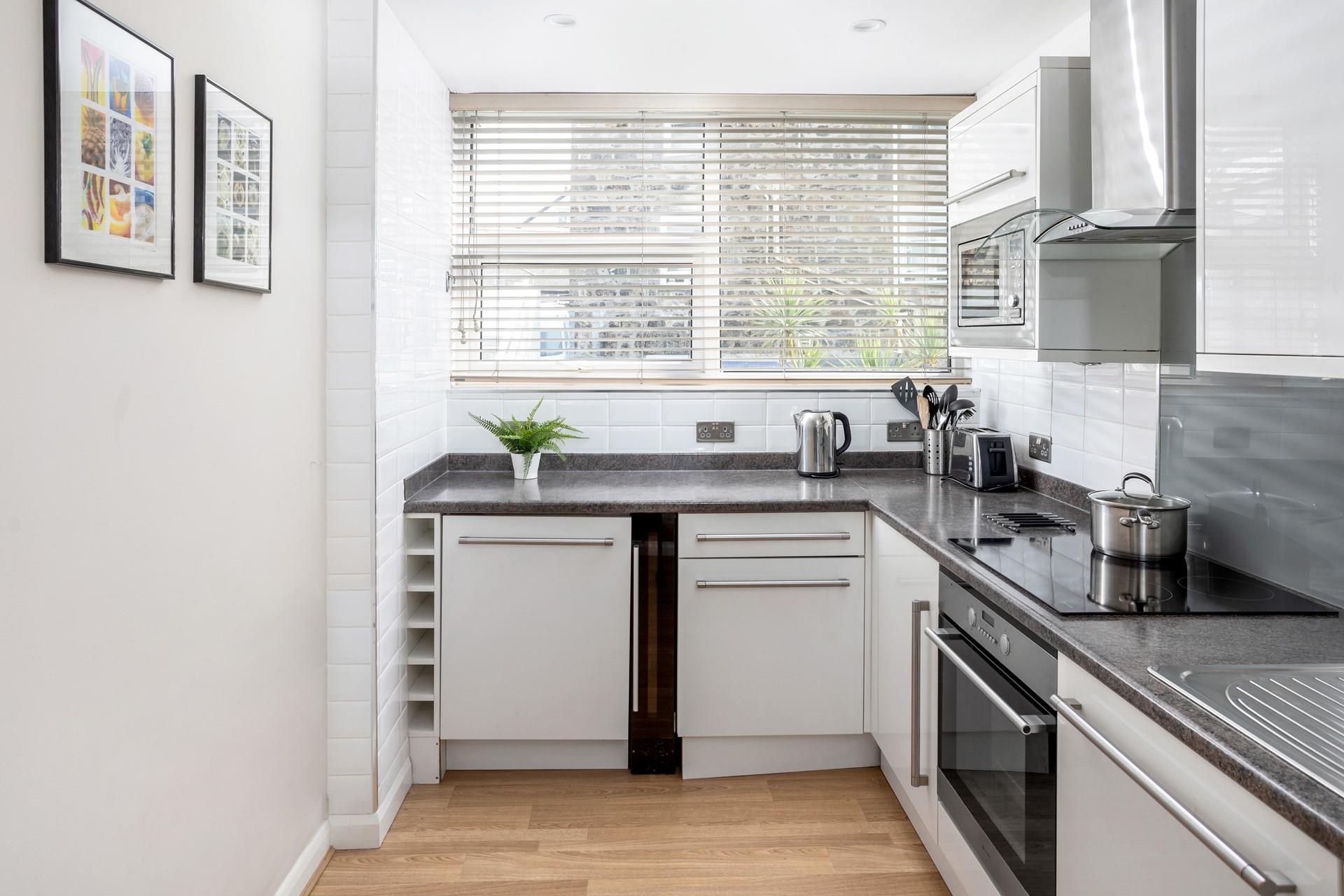 The kitchen is well-equipped for the chef of the family to cook a storm.