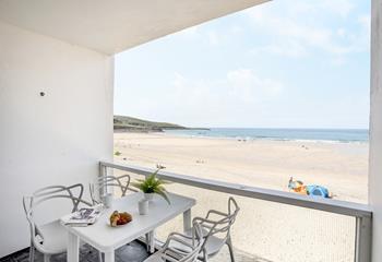 The balcony is the perfect breakfast spot.