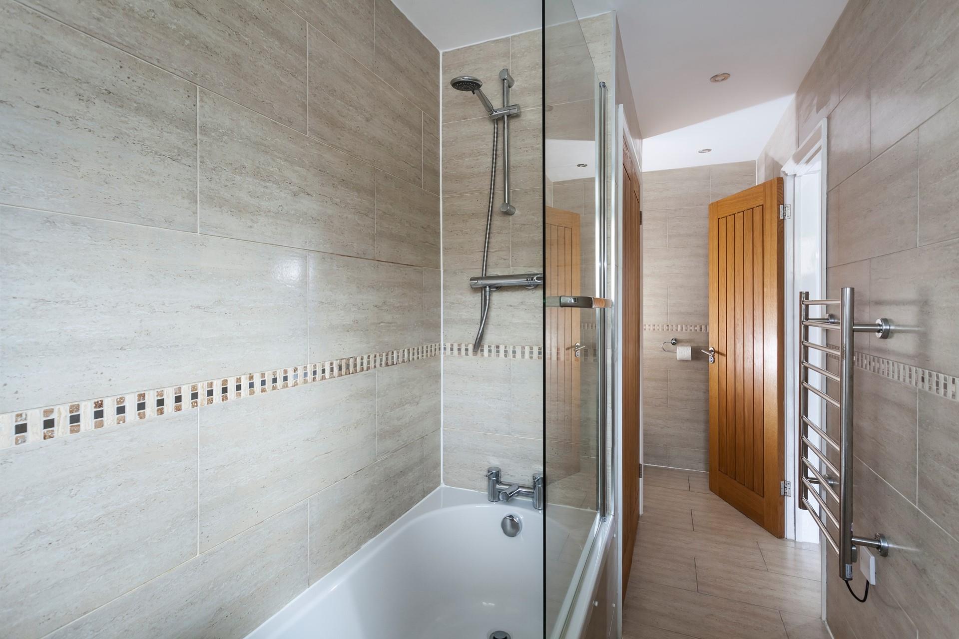 Shower off the day and get ready for an evening in town.