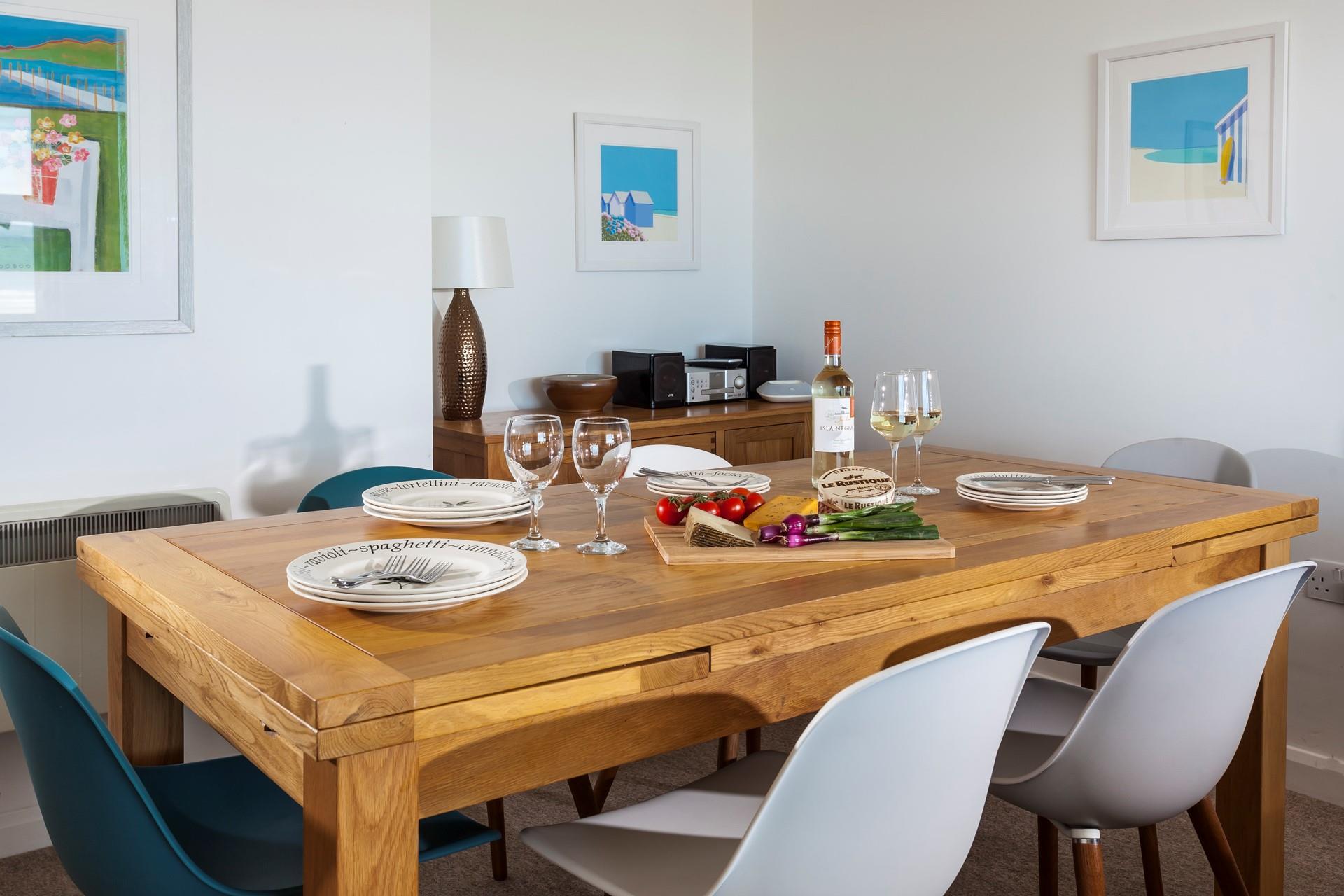 Open a bottle of wine to sip into the evening whilst enjoying the views from the apartment.