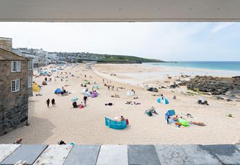 Sunbathe the days away on the soft sands of Porthmeor.