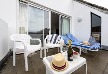 The balcony is great for lounging in the sun with a glass of something cold in hand.