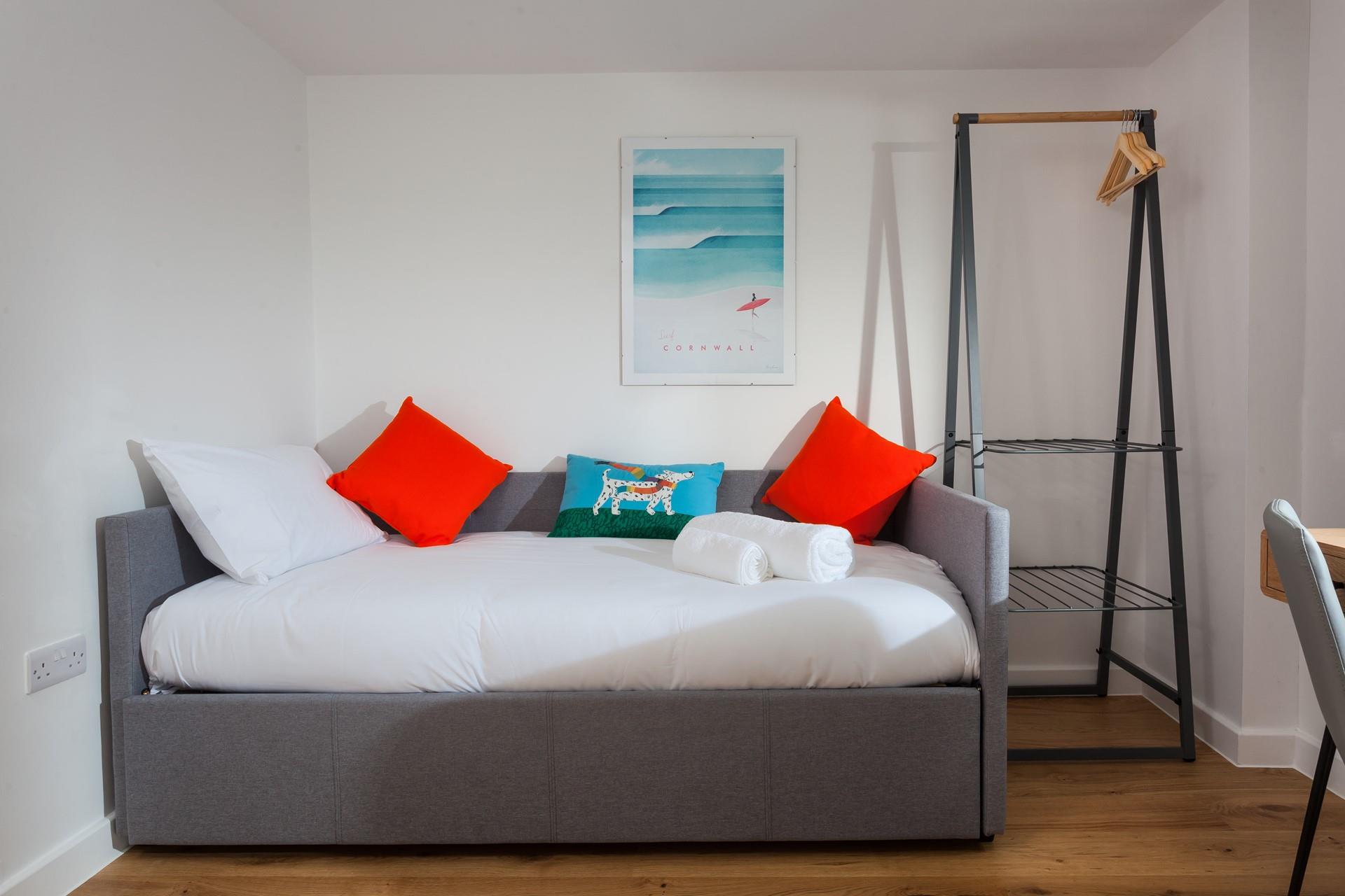 Bedroom 2 can sleep 2 guests with the trundle pulled out, perfect for the kids to snuggle into.