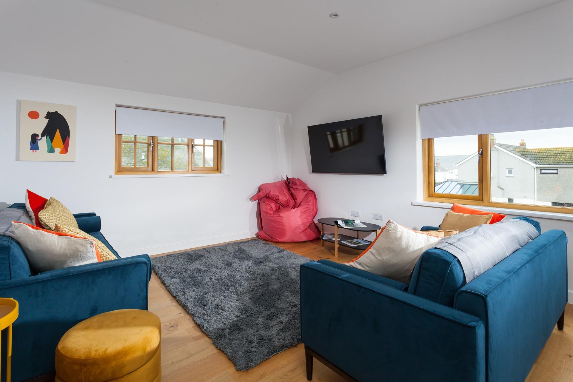 Sink into the bean bag and enjoy a family movie night.