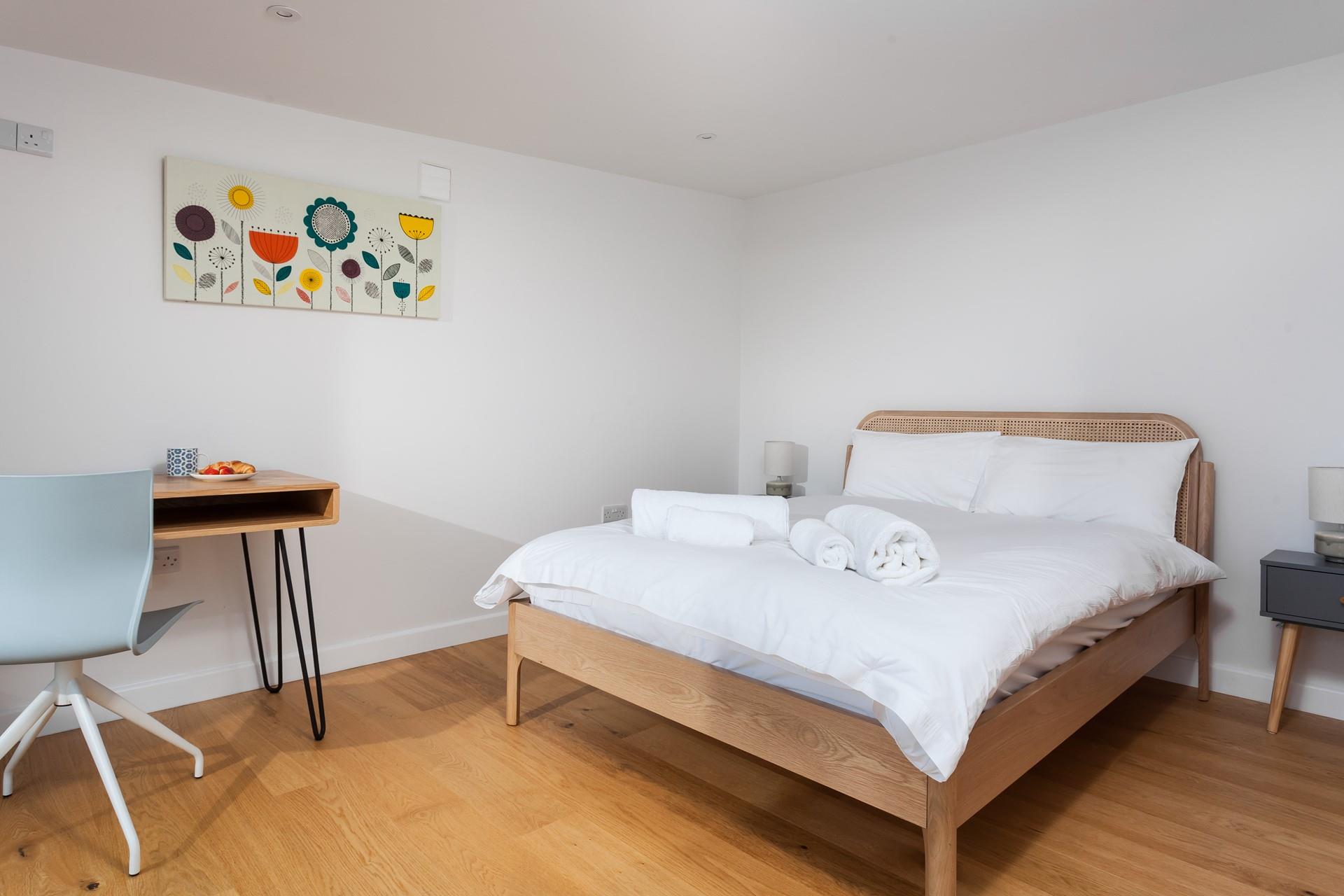 The annexe has a cosy double bed for a peaceful night's sleep.