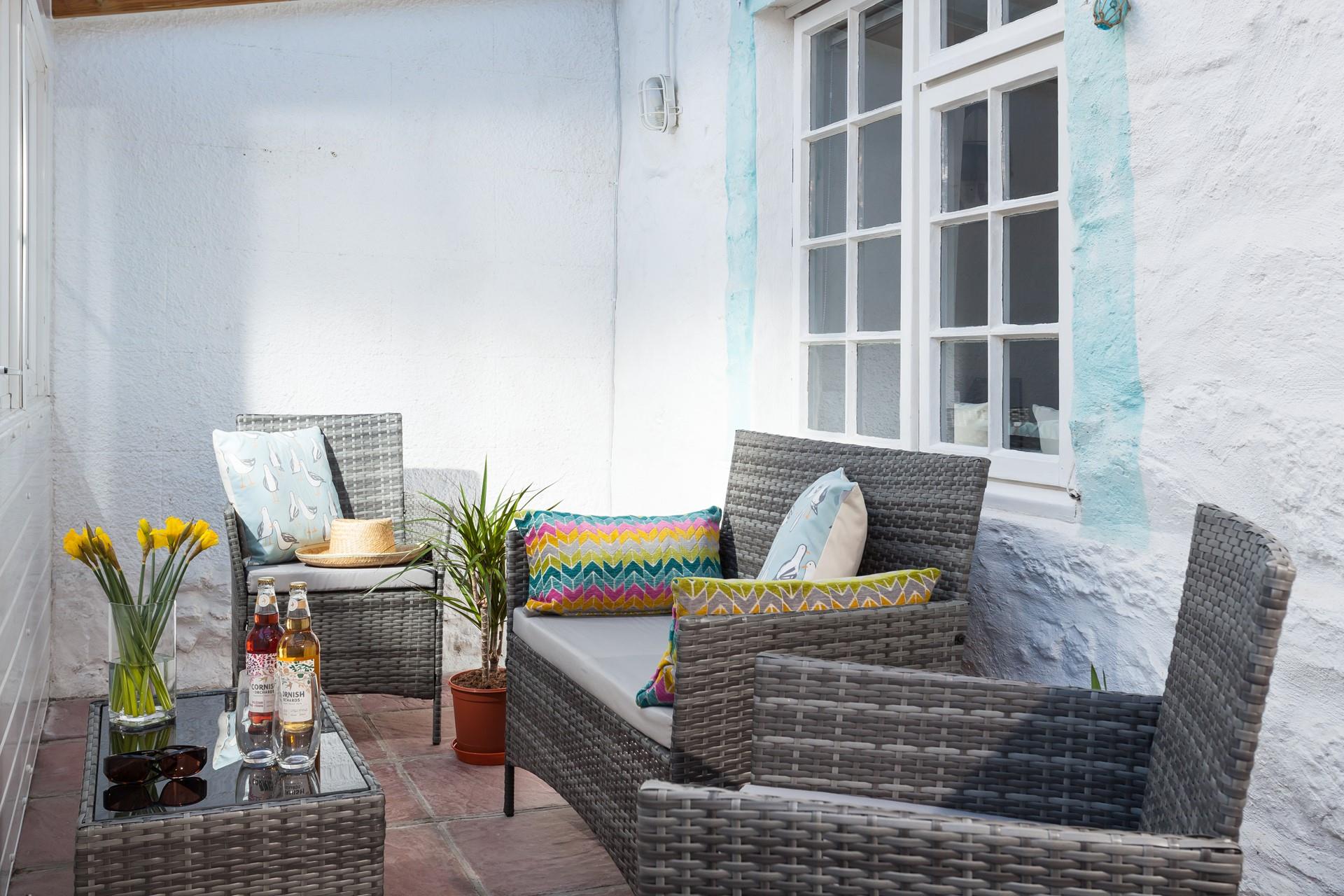 Mullion Cottage comes with its very own internal sun trap, the perfect place to sit and savour your afternoon tipple. 