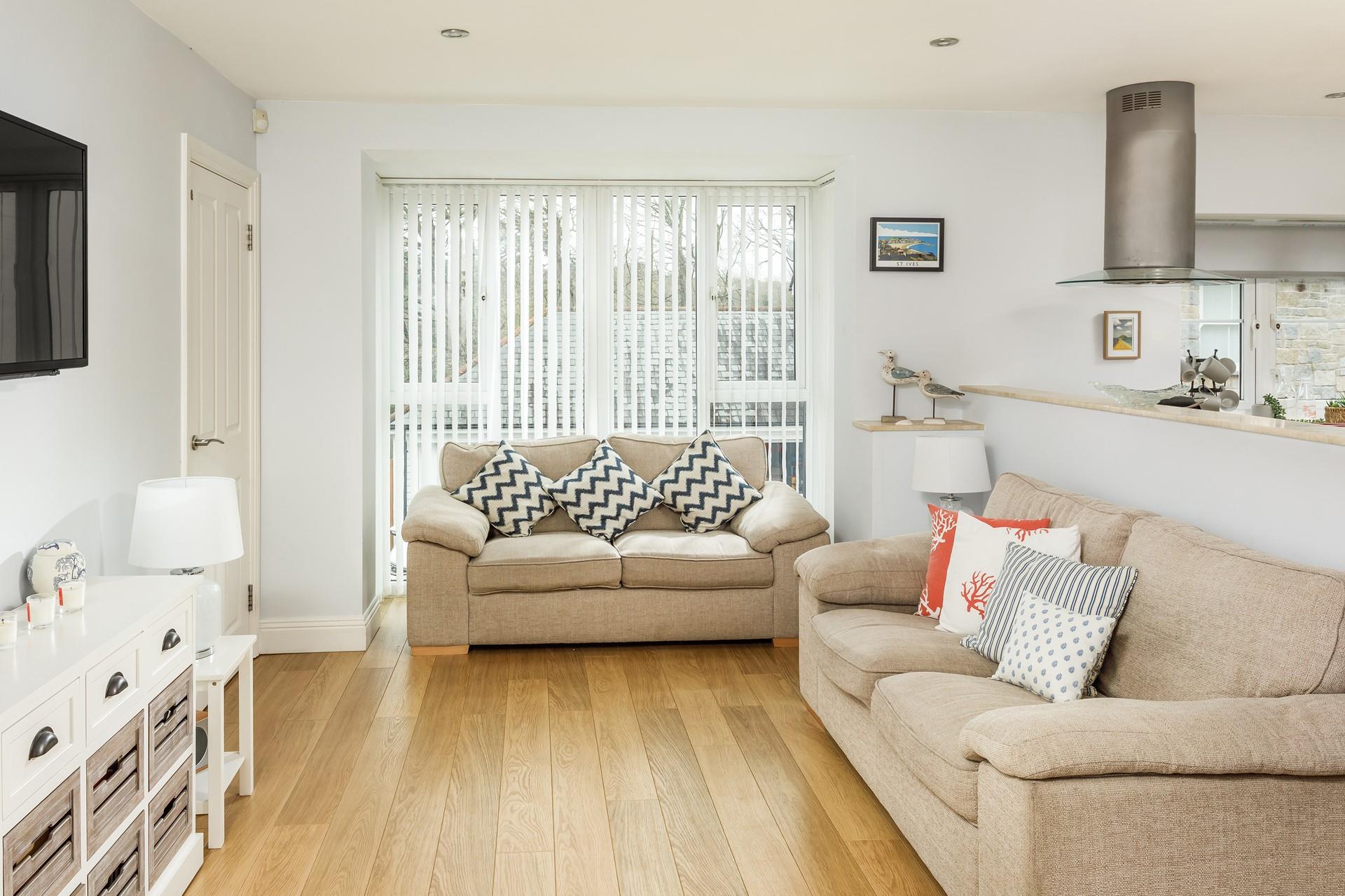 After a meal full of fresh Cornish produce relax on the sofas.