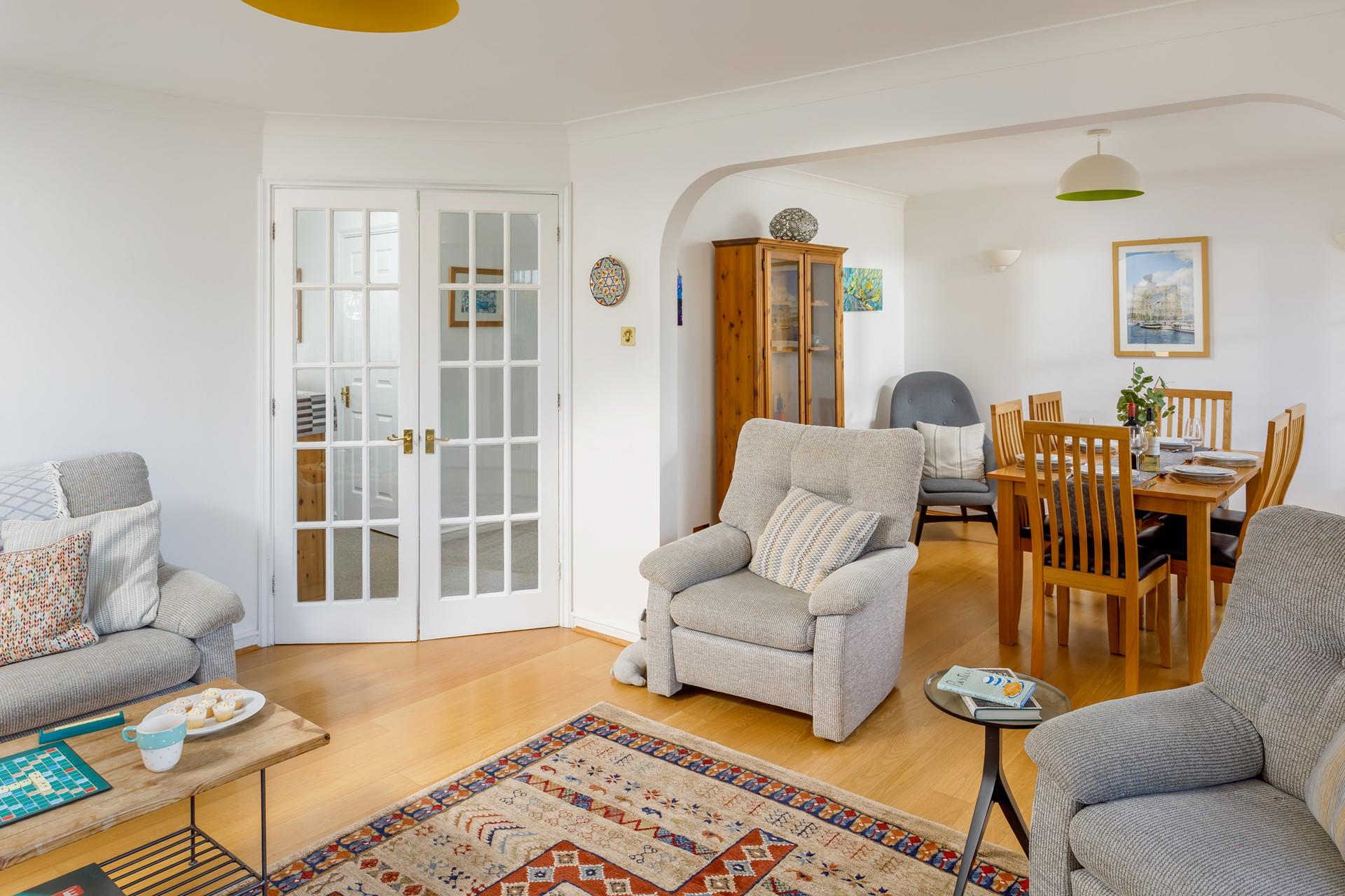 Sink into the comfortable sofa after a day of exploring the area on foot.