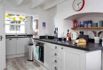 The well-equipped cottage kitchen is light and airy.