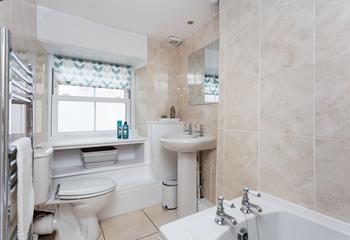 The family bathroom offers guests a place to get ready in the morning and for evenings out.