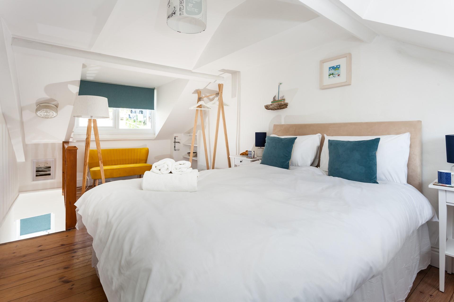 The bedroom is a relaxing space to unwind in after a day exploring St Michael's Mount.