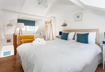 The bedroom is a relaxing space to unwind in after a day exploring St Michael's Mount.