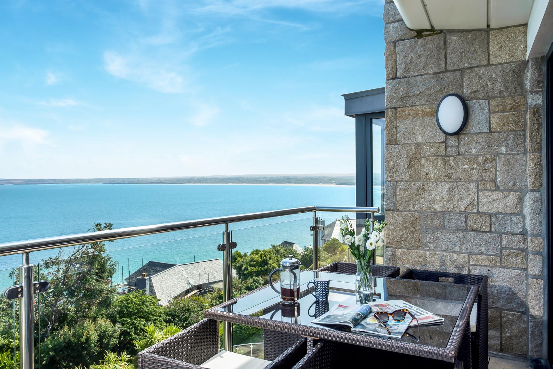 Far-reaching views showcase Hayle's three mile beach.