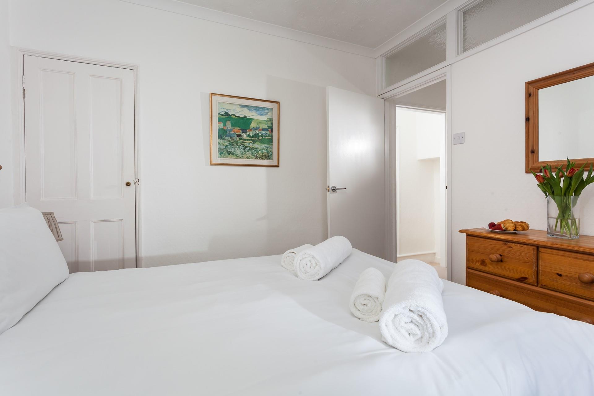 Fluffy towels await you after a morning shower.