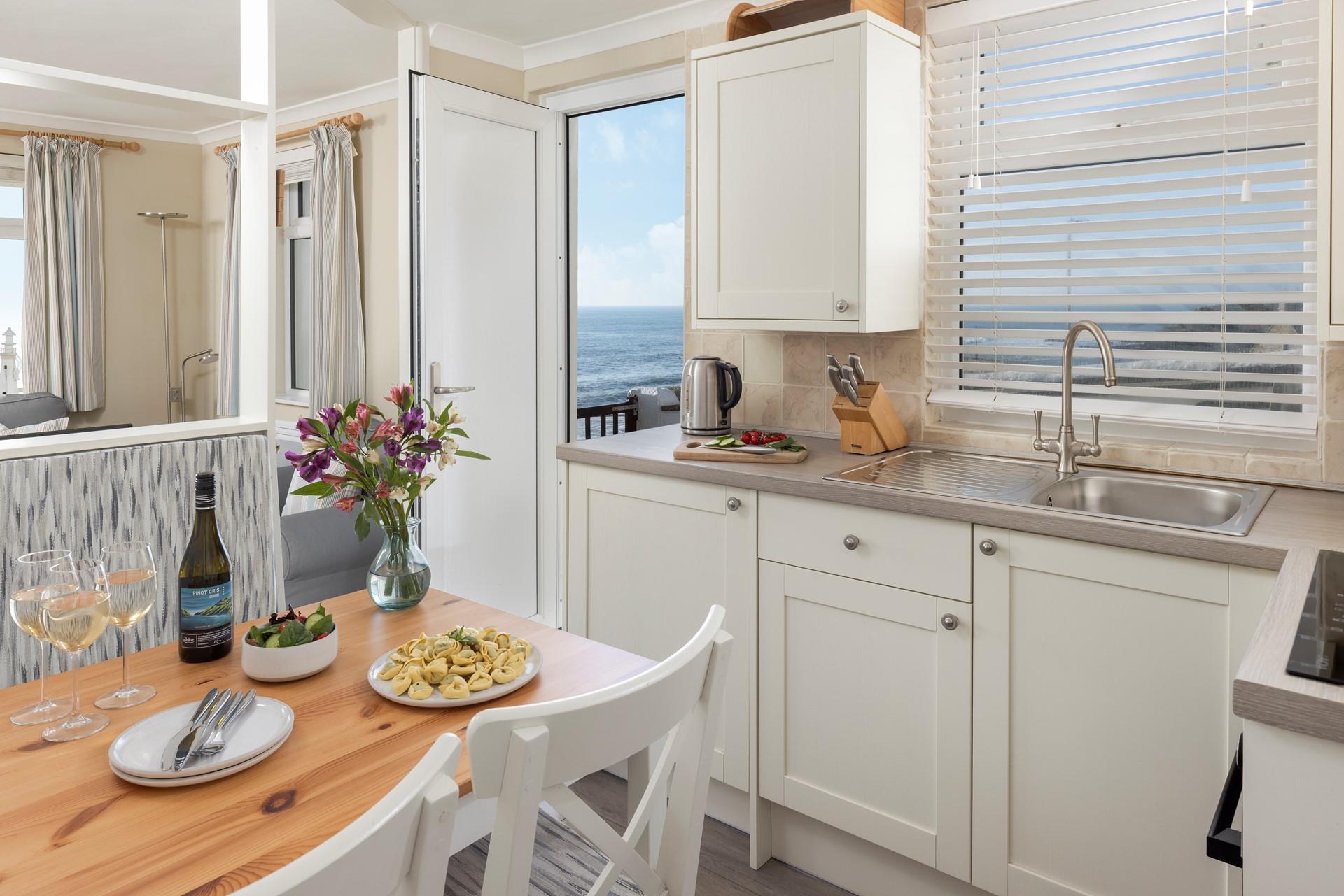 Gather round the dining table and enjoy the sounds of the sea.