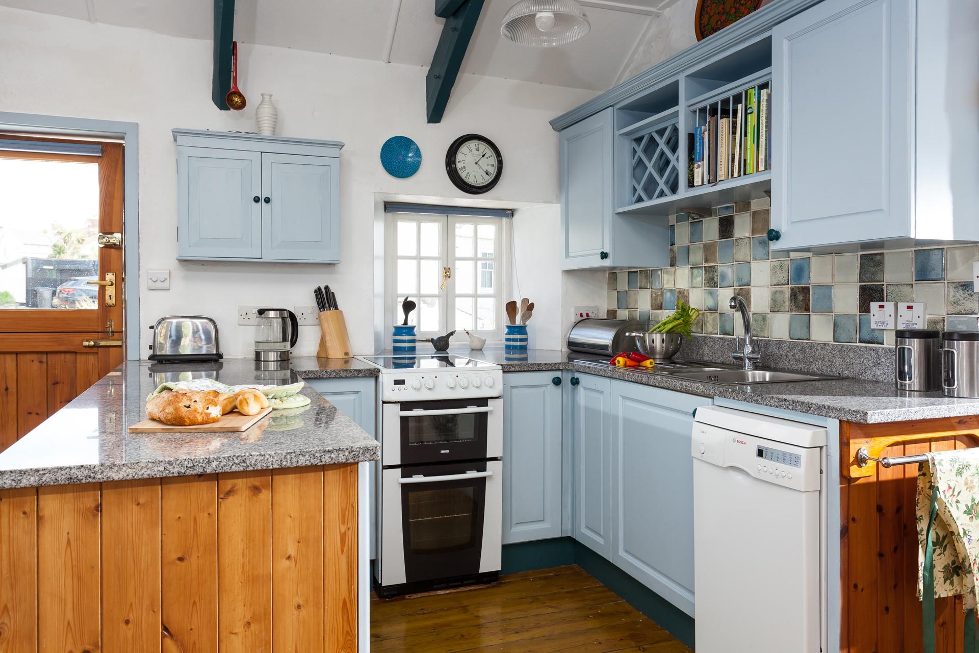 The kitchen is well-equipped for cooking tasty suppers using locally bought ingredients.